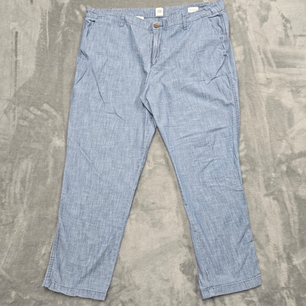 Gap Womens Size 16 Girlfriend Khaki Pants Blue Chambray Cotton Casual Trousers